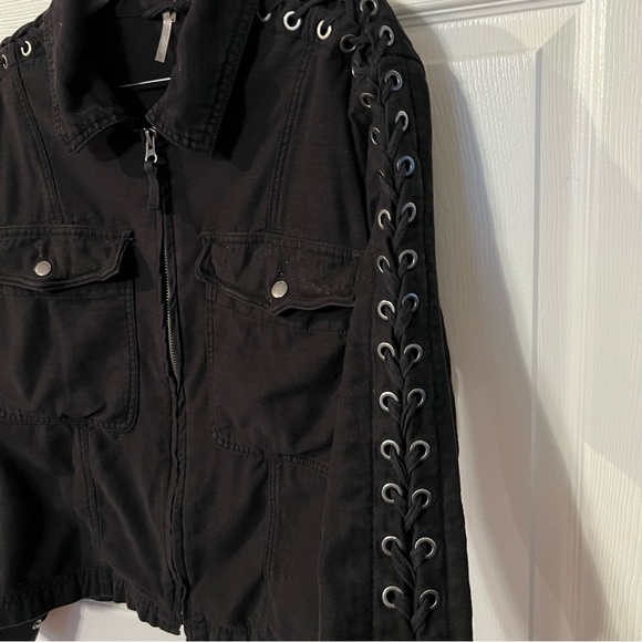 Free People Faye Cotton Military Lace-Up Jacket, GUC Size Small Color Bl… - Picture 3 of 8